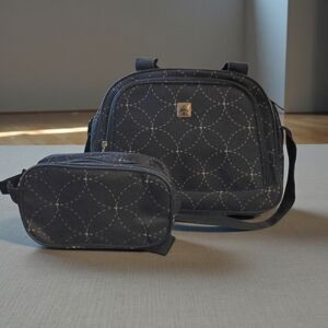 Canvas Nylon Carry On Bag & Toiletry Bag Set Airline Travel Personal Item